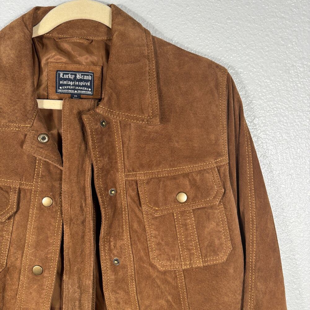 Lucky Brand Woman’s Size XL Brown Suede Leather Jacket Country Vintage Retro - Picture 3 of 11